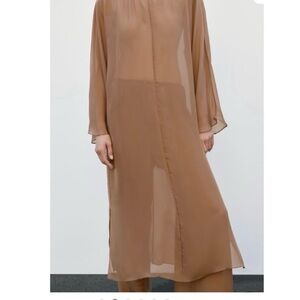 Zara 100% Silk Camel Long Top/Dress